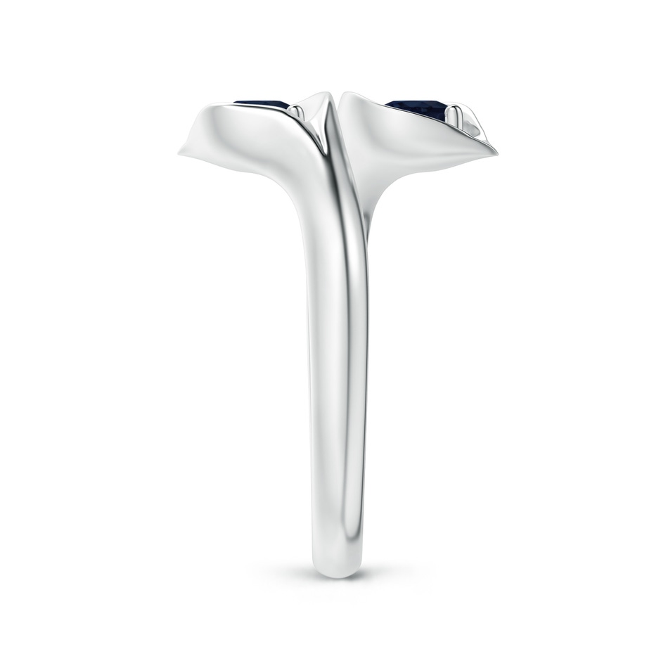 4mm A Calla Lily Two Stone Sapphire Ring in White Gold side-2