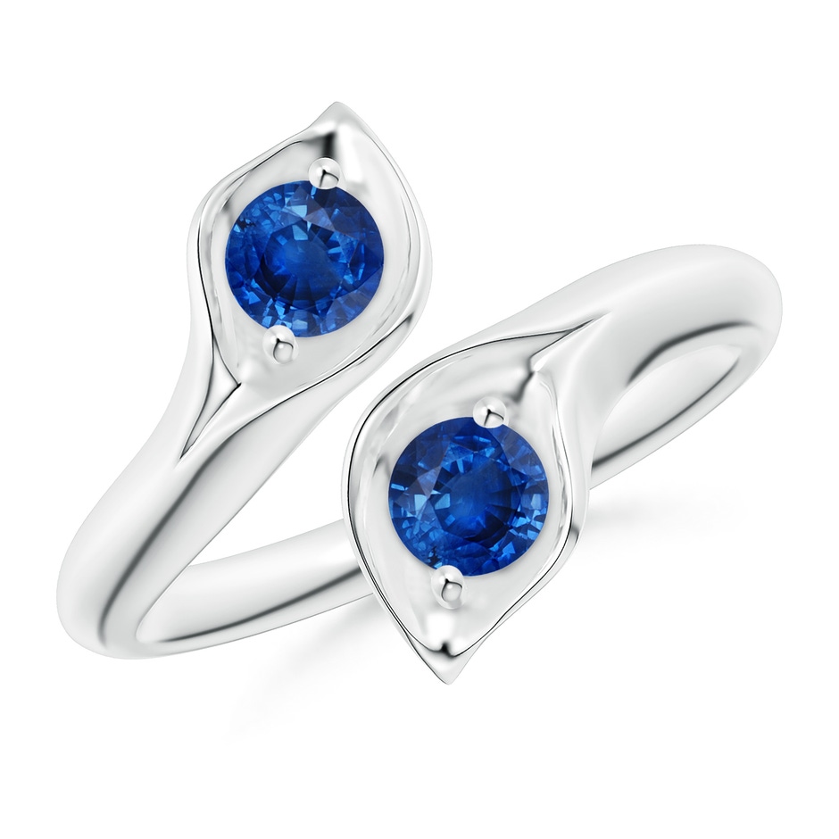 4mm AAA Calla Lily Two Stone Sapphire Ring in White Gold 