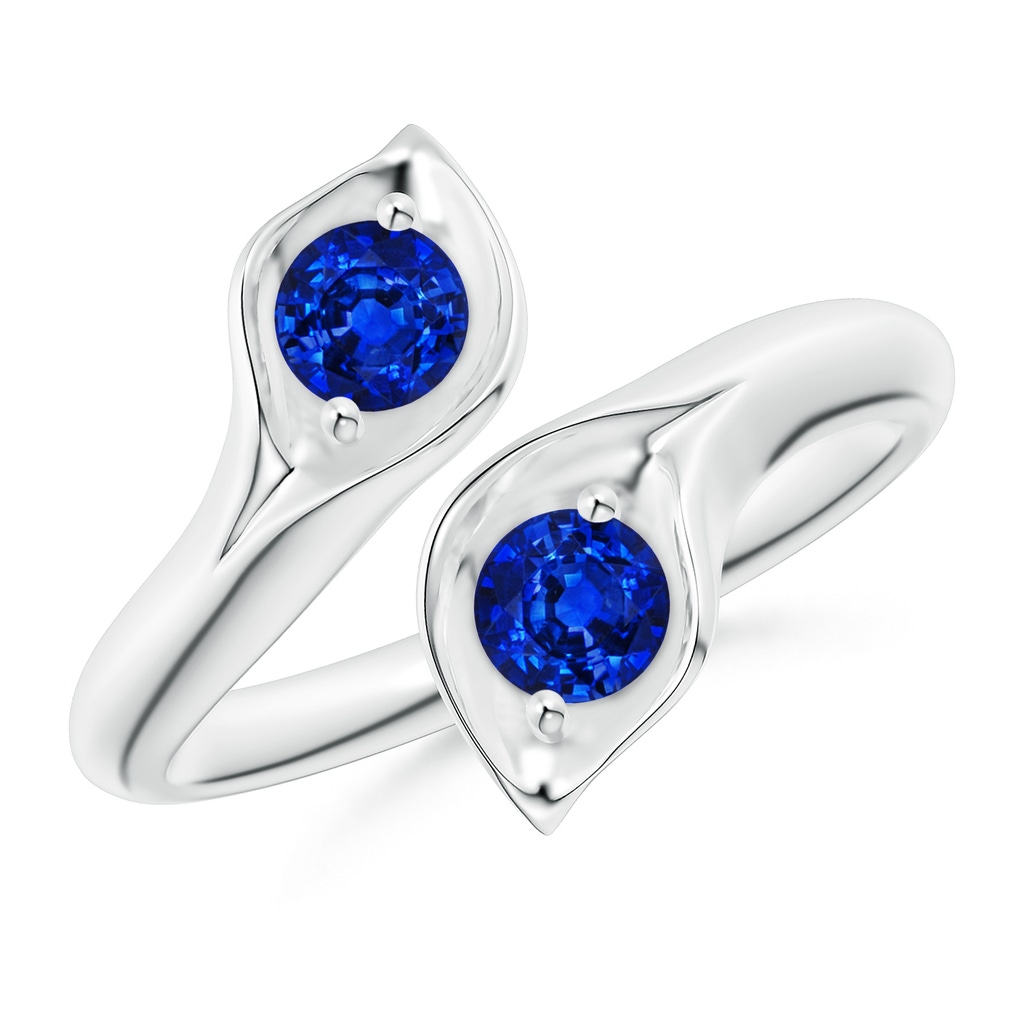 4mm AAAA Calla Lily Two Stone Sapphire Ring in P950 Platinum