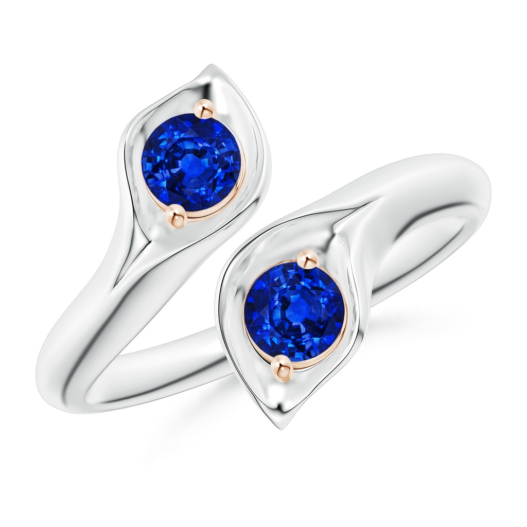 4mm AAAA Calla Lily Two Stone Sapphire Ring in White Gold Rose Gold