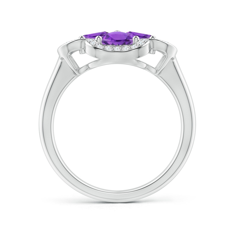 5mm AAA Heart-Shaped Amethyst Clover Ring in White Gold side 1