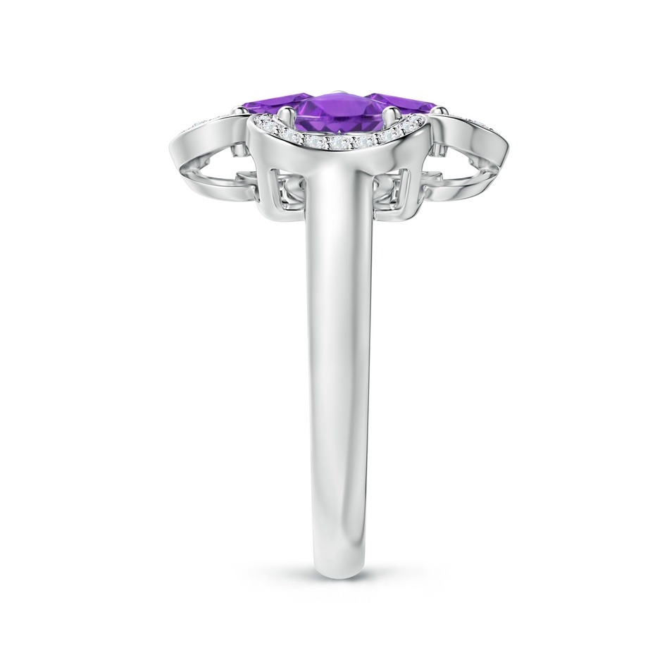 5mm AAA Heart-Shaped Amethyst Clover Ring in White Gold side 2