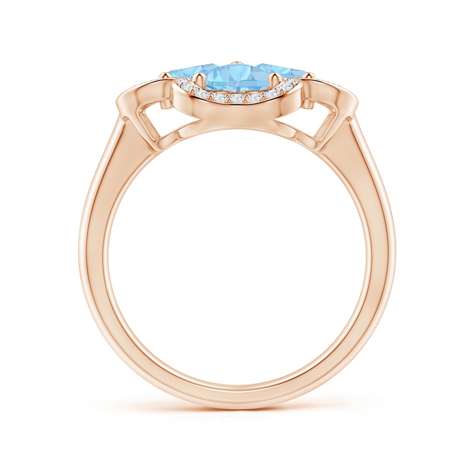 5mm AAA Heart-Shaped Aquamarine Clover Ring in Rose Gold side 1