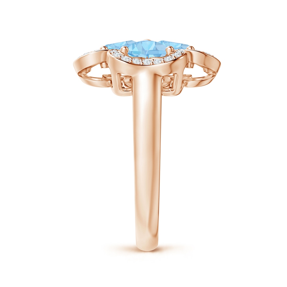 5mm AAA Heart-Shaped Aquamarine Clover Ring in Rose Gold side 2