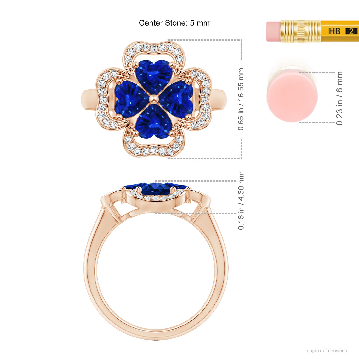 AAAA - Blue Sapphire / 2.08 CT / 14 KT Rose Gold