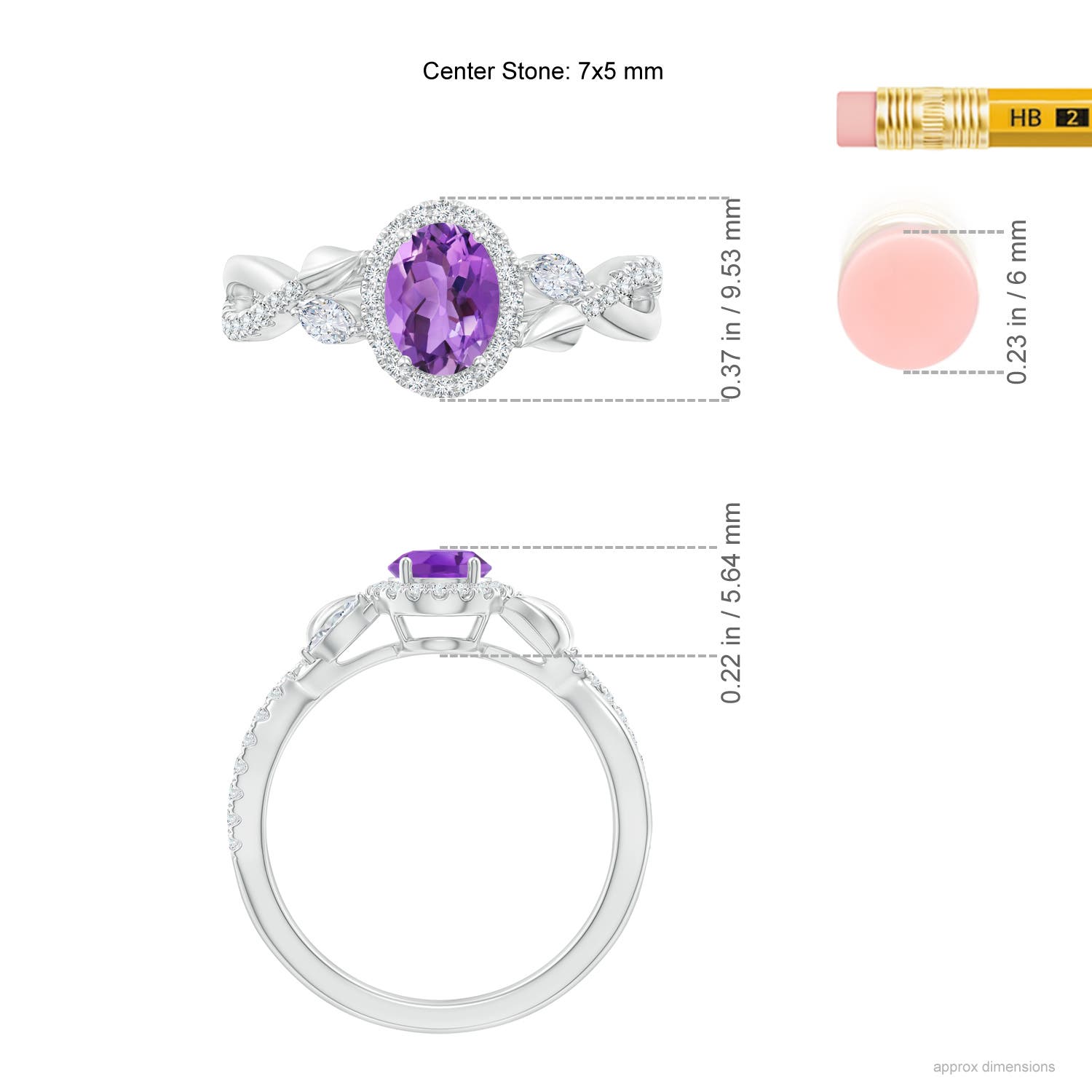 AA - Amethyst / 1.1 CT / 14 KT White Gold