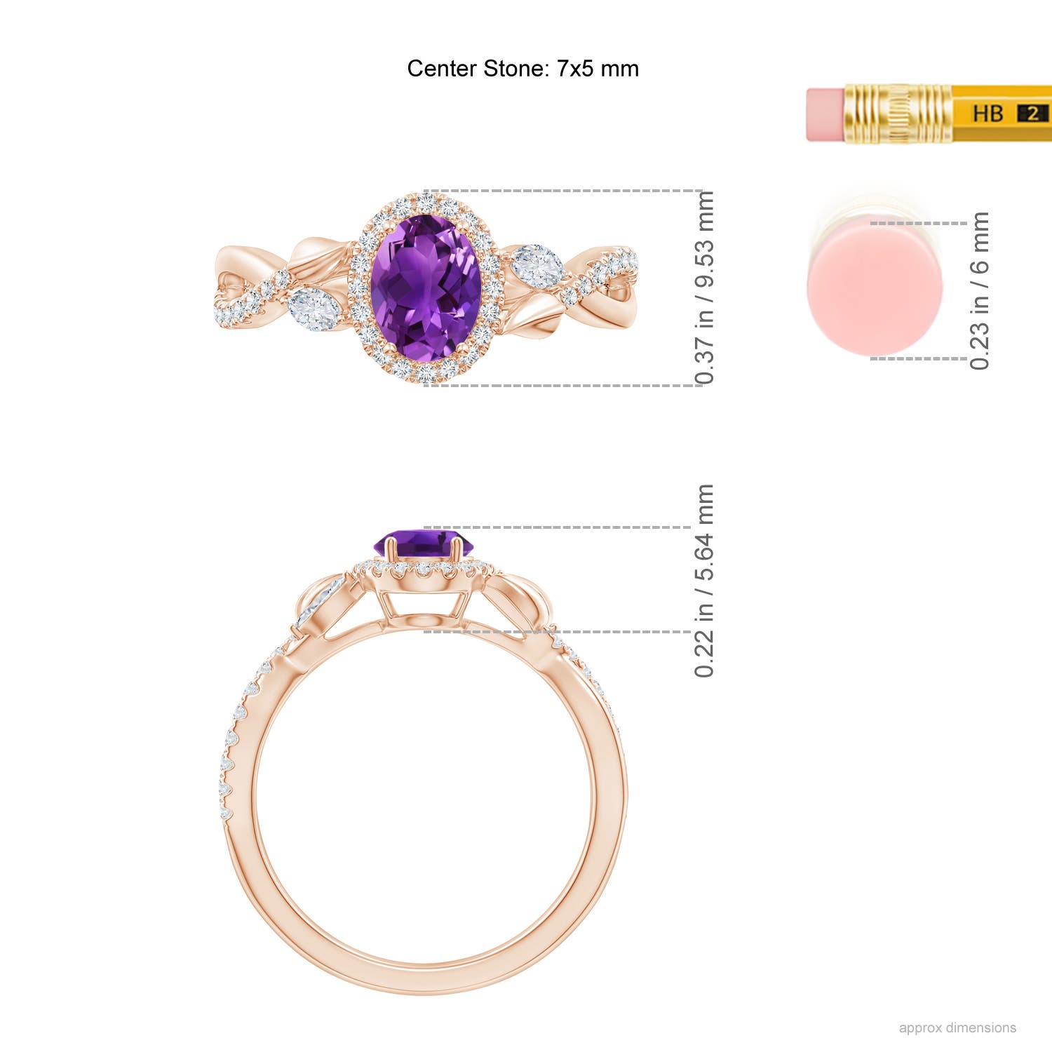 AAAA - Amethyst / 1.1 CT / 14 KT Rose Gold