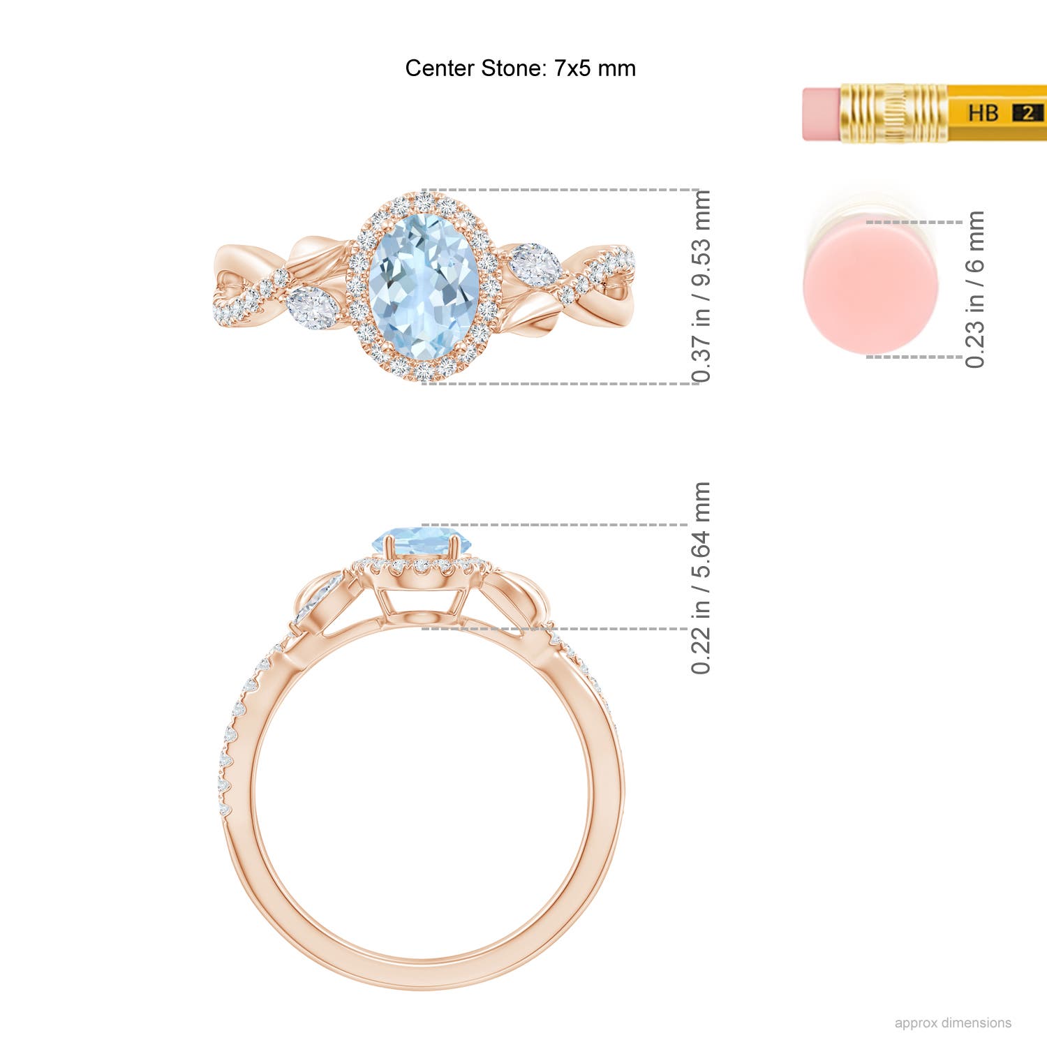 AA - Aquamarine / 1 CT / 14 KT Rose Gold