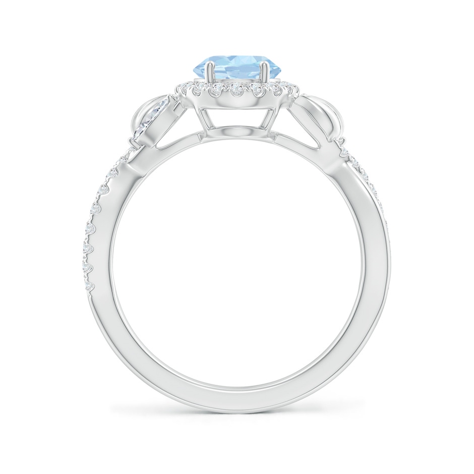 8x6mm AA Oval Aquamarine Twisted Vine Ring with Diamond Halo in White Gold side-1