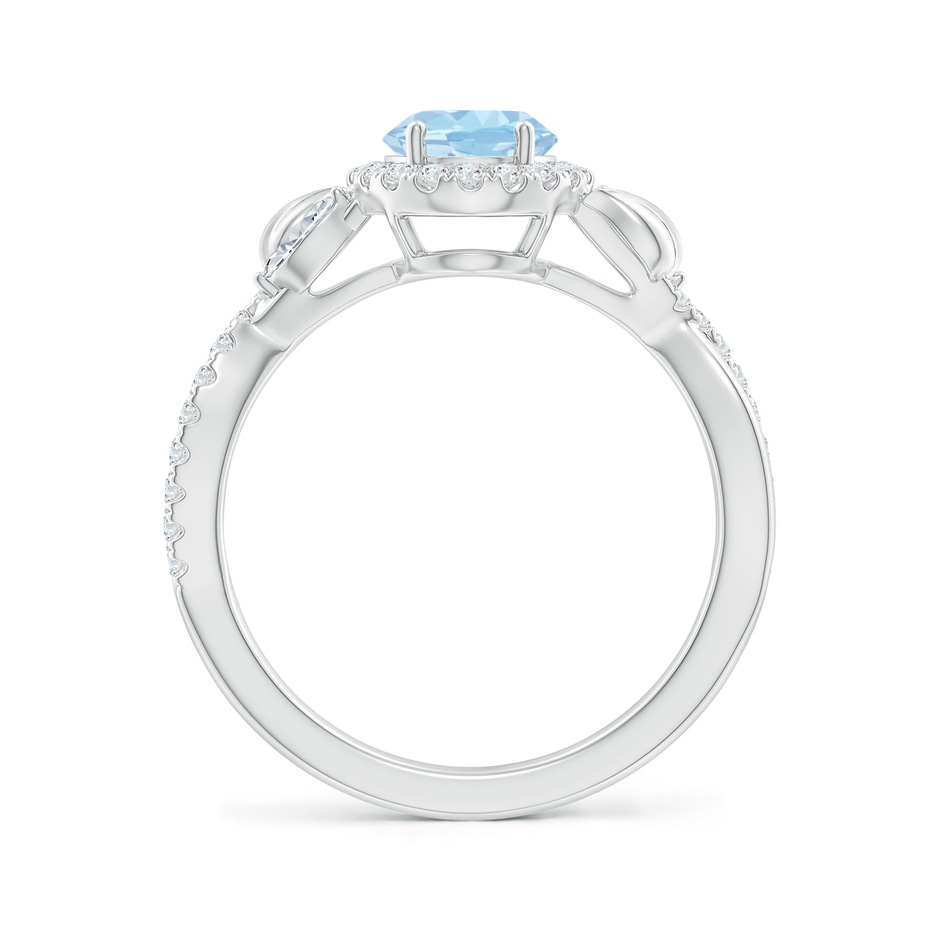 8x6mm AAA Oval Aquamarine Twisted Vine Ring with Diamond Halo in White Gold side-1