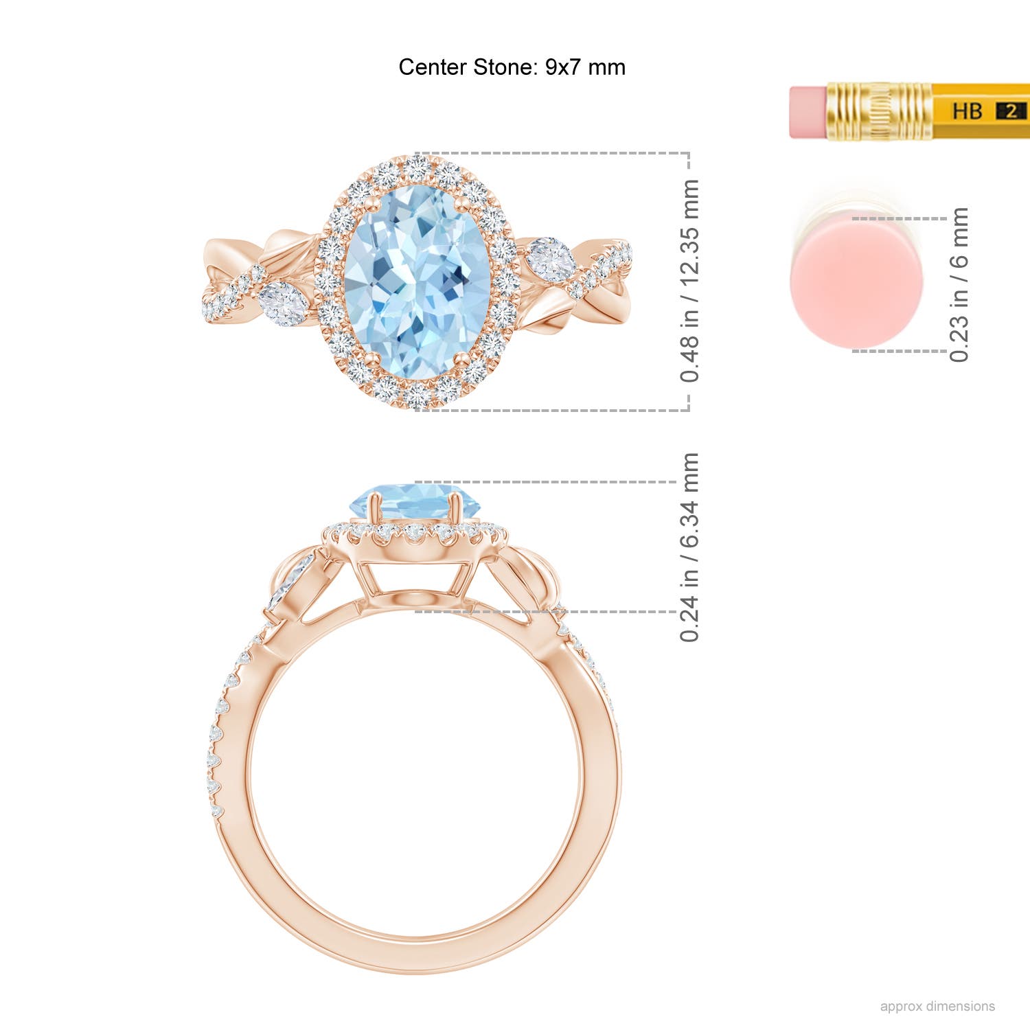 AAA - Aquamarine / 1.96 CT / 14 KT Rose Gold