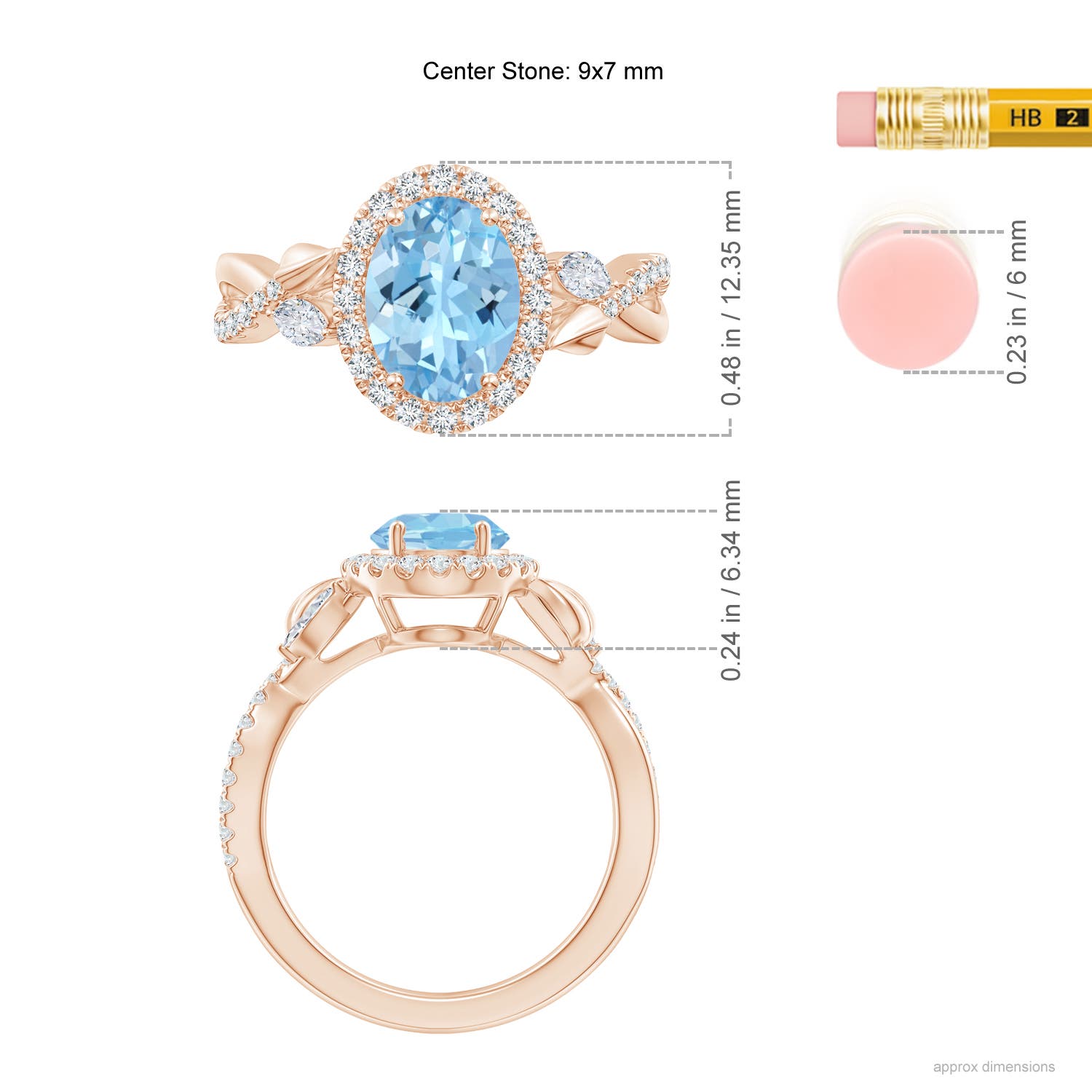 AAAA - Aquamarine / 1.96 CT / 14 KT Rose Gold