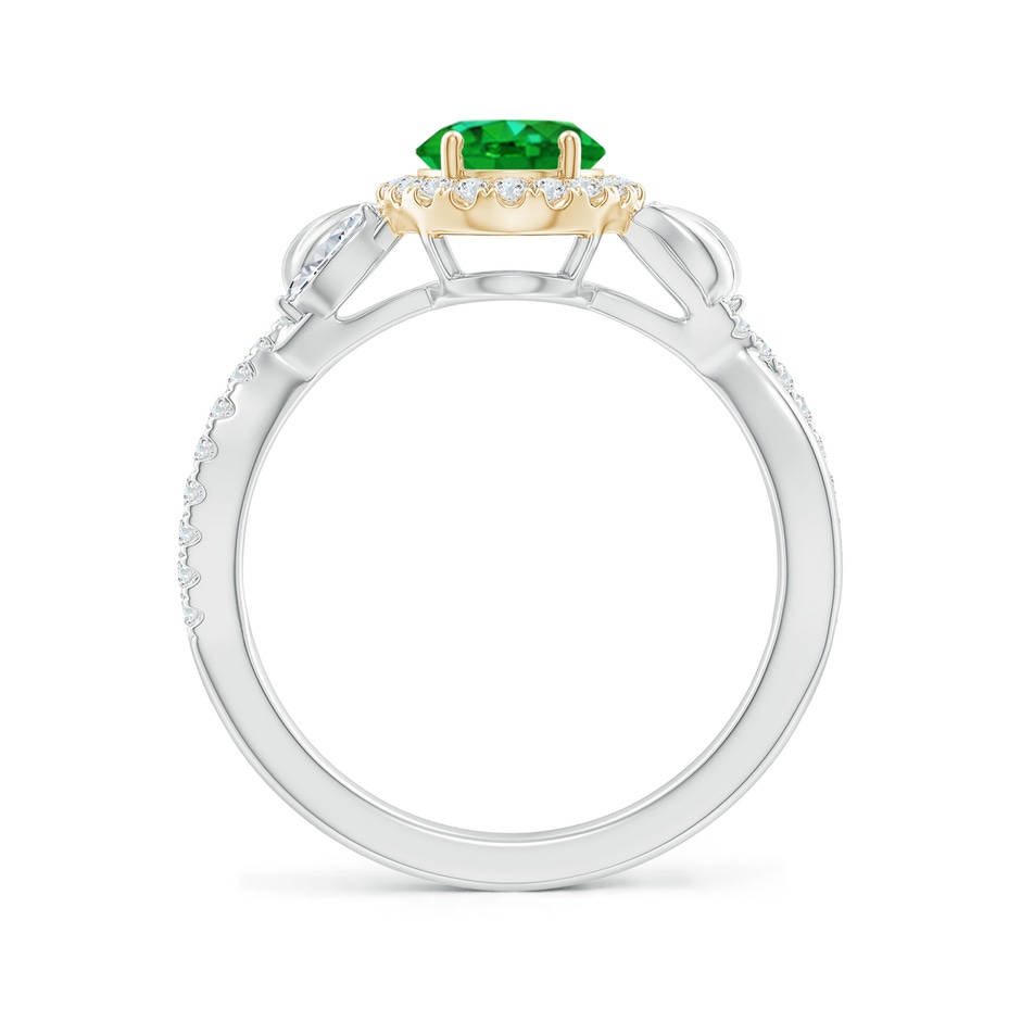 8x6mm AAAA Oval Emerald Twisted Vine Ring with Diamond Halo in White Gold Yellow Gold side-1