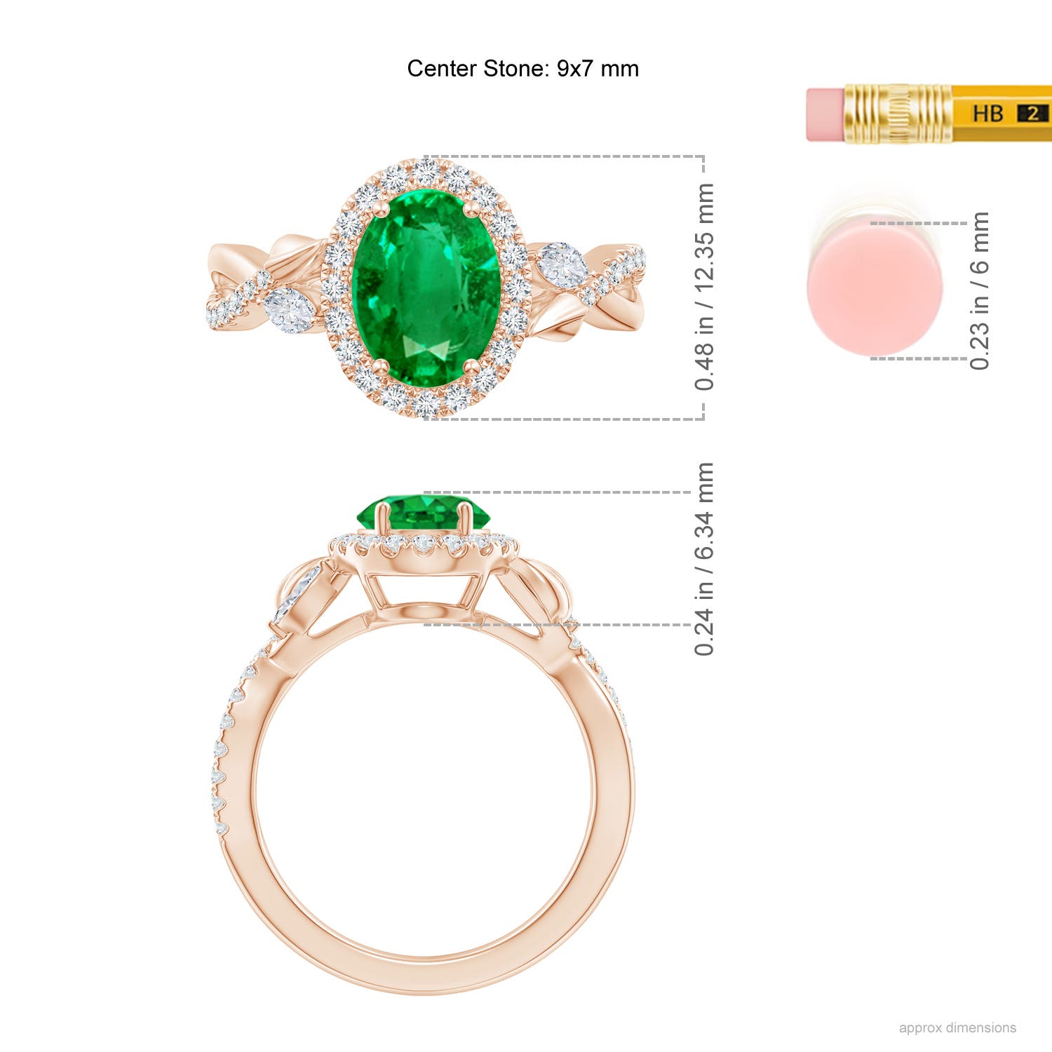 AAA - Emerald / 1.98 CT / 14 KT Rose Gold