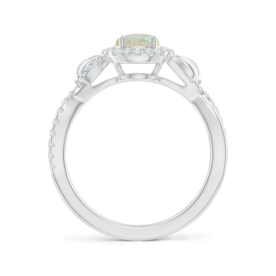 8x6mm AAA Oval Opal Twisted Vine Ring with Diamond Halo in White Gold side-1