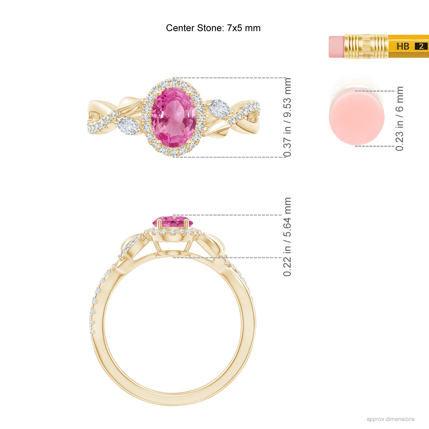 AAA - Pink Sapphire / 1.37 CT / 14 KT Yellow Gold