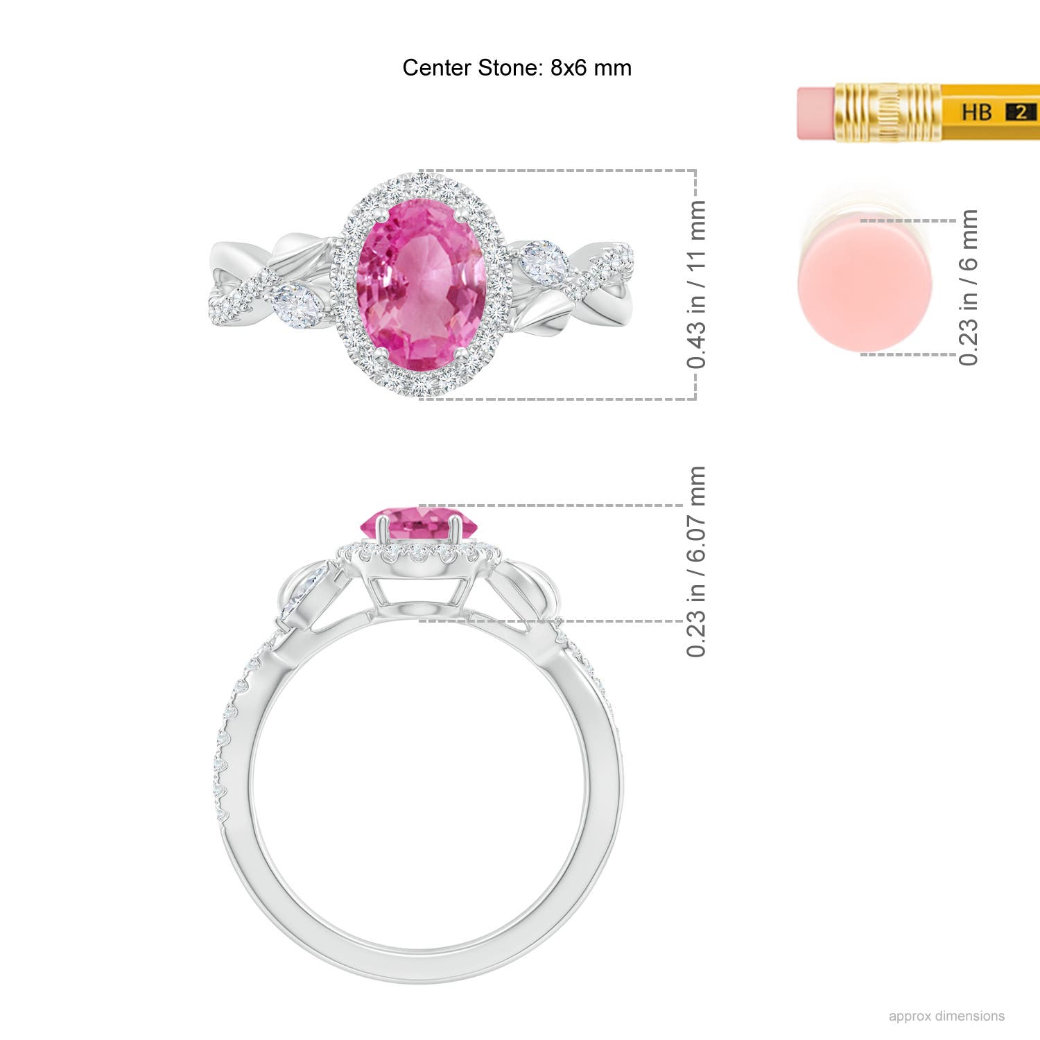 AAA - Pink Sapphire / 1.99 CT / 14 KT White Gold