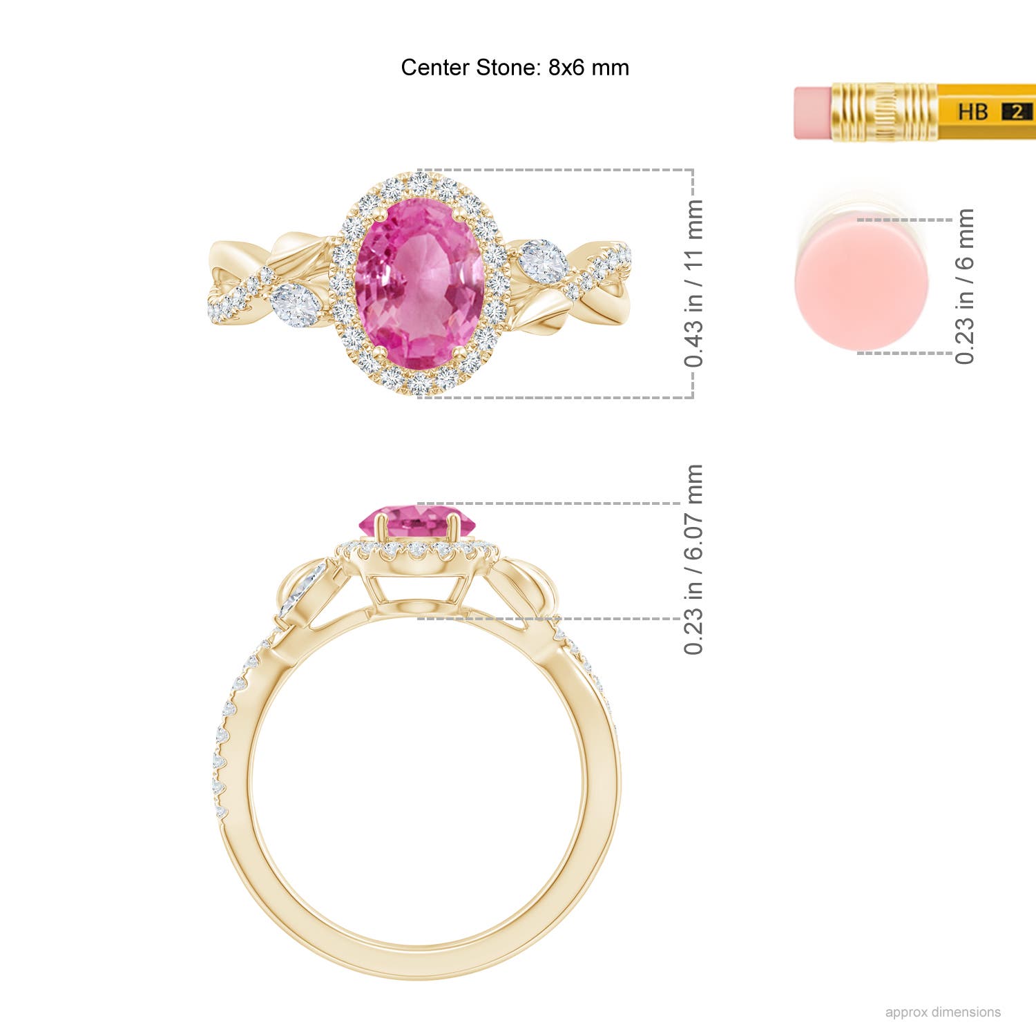 AAA - Pink Sapphire / 1.99 CT / 14 KT Yellow Gold