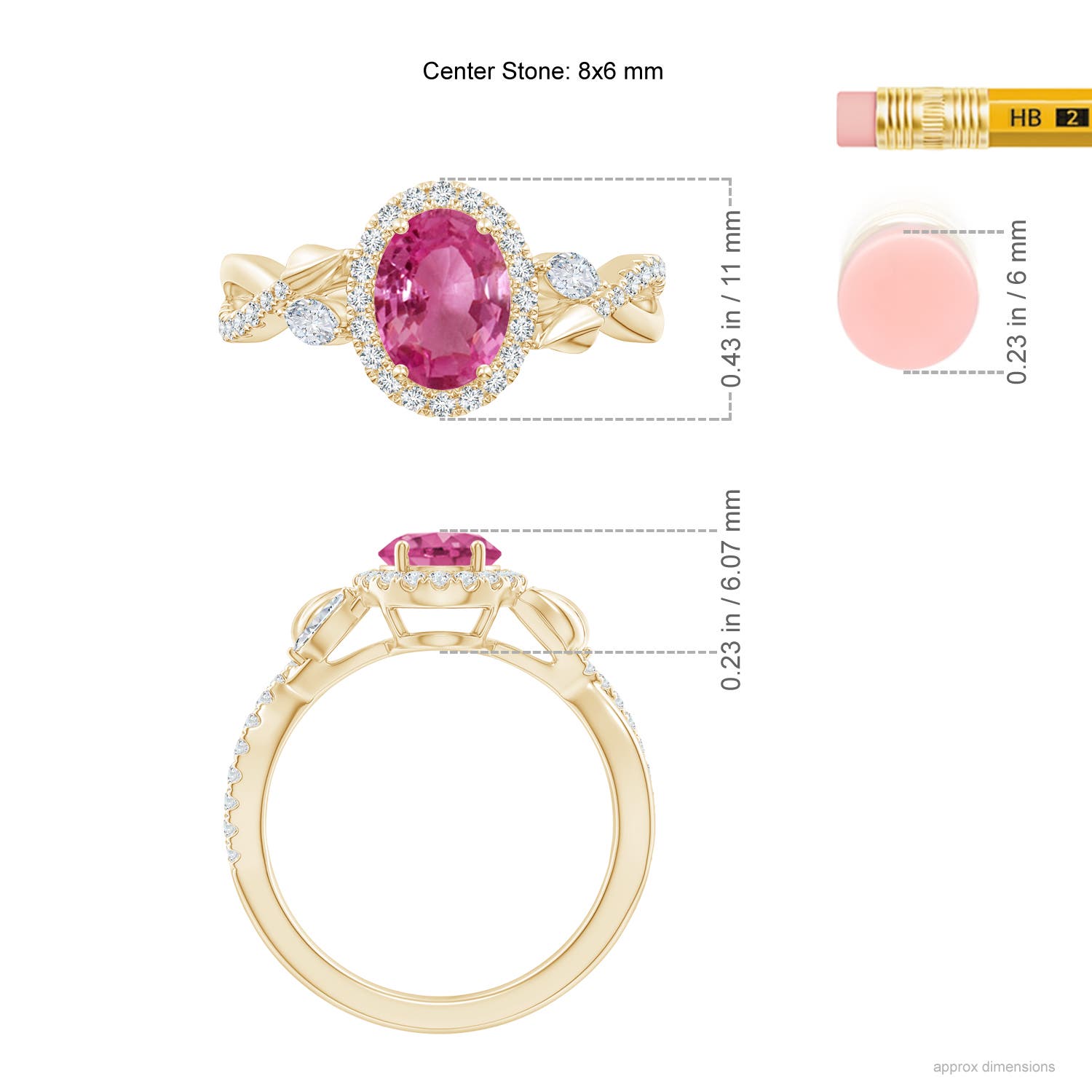 AAAA - Pink Sapphire / 1.99 CT / 14 KT Yellow Gold