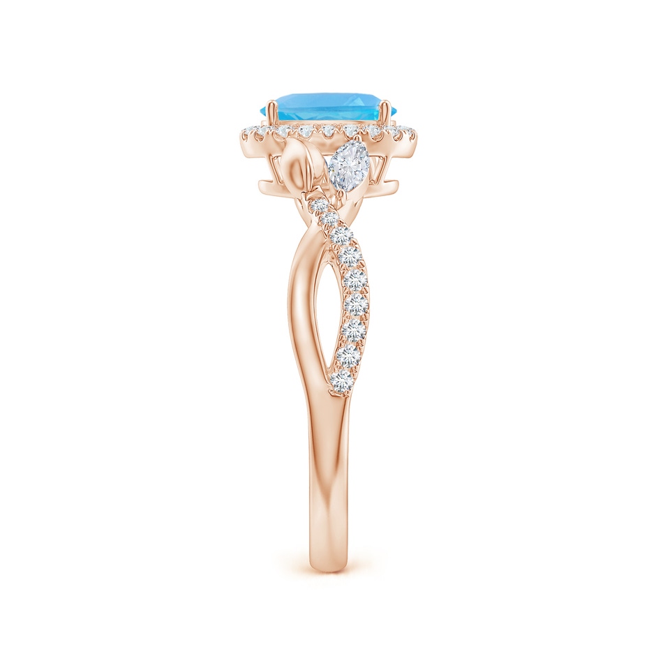 7x5mm AA Oval Swiss Blue Topaz Twisted Vine Ring with Diamond Halo in Rose Gold side-2