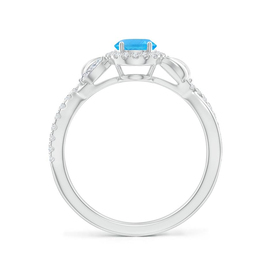 7x5mm AAA Oval Swiss Blue Topaz Twisted Vine Ring with Diamond Halo in White Gold side-1