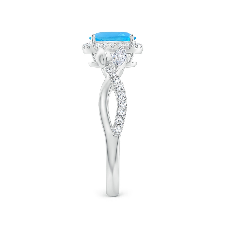 7x5mm AAA Oval Swiss Blue Topaz Twisted Vine Ring with Diamond Halo in White Gold side-2