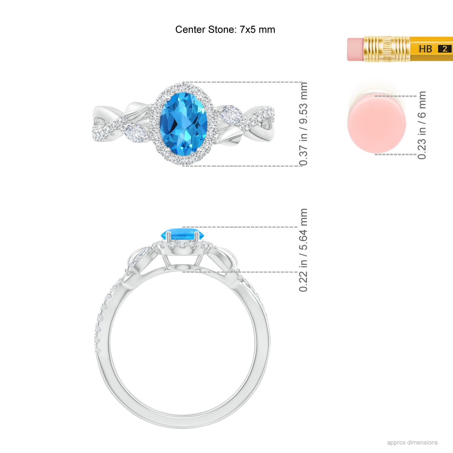 AAAA - Swiss Blue Topaz / 1.35 CT / 14 KT White Gold