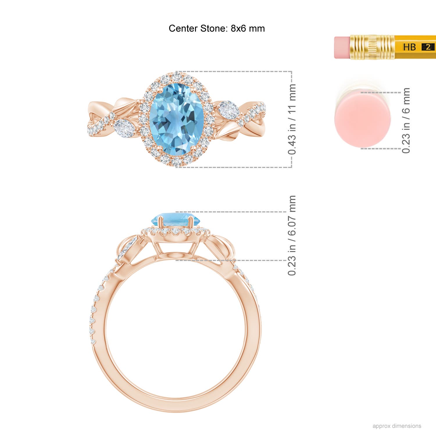 A - Swiss Blue Topaz / 1.92 CT / 14 KT Rose Gold