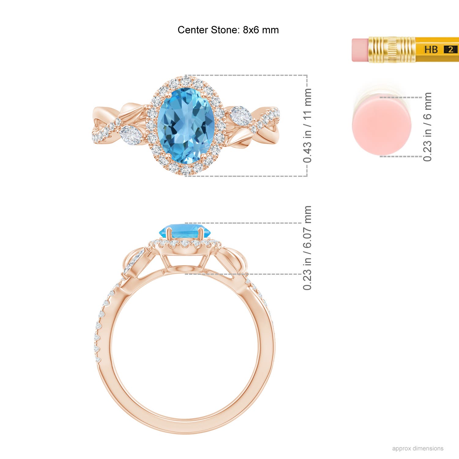 AA - Swiss Blue Topaz / 1.92 CT / 14 KT Rose Gold