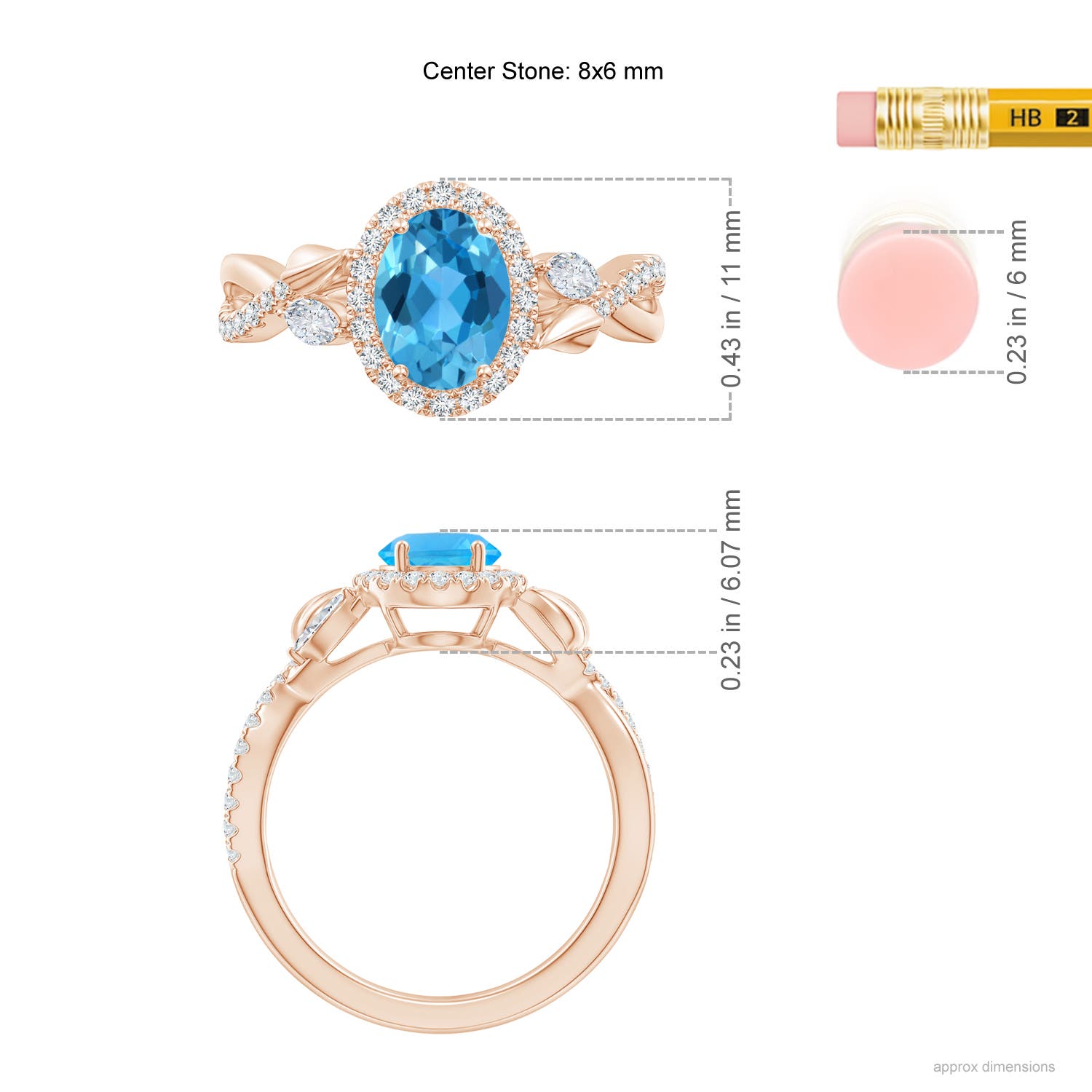 AAA - Swiss Blue Topaz / 1.92 CT / 14 KT Rose Gold