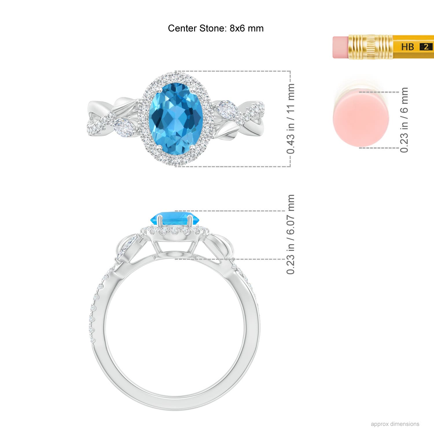 AAA - Swiss Blue Topaz / 1.92 CT / 14 KT White Gold