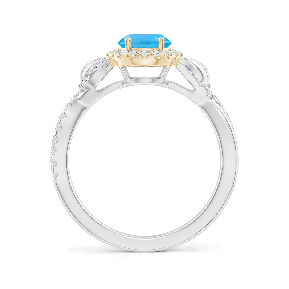 8x6mm AAA Oval Swiss Blue Topaz Twisted Vine Ring with Diamond Halo in White Gold Yellow Gold side-1