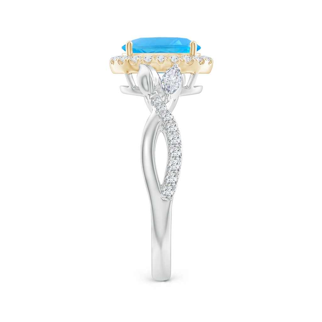 8x6mm AAA Oval Swiss Blue Topaz Twisted Vine Ring with Diamond Halo in White Gold Yellow Gold Side-2