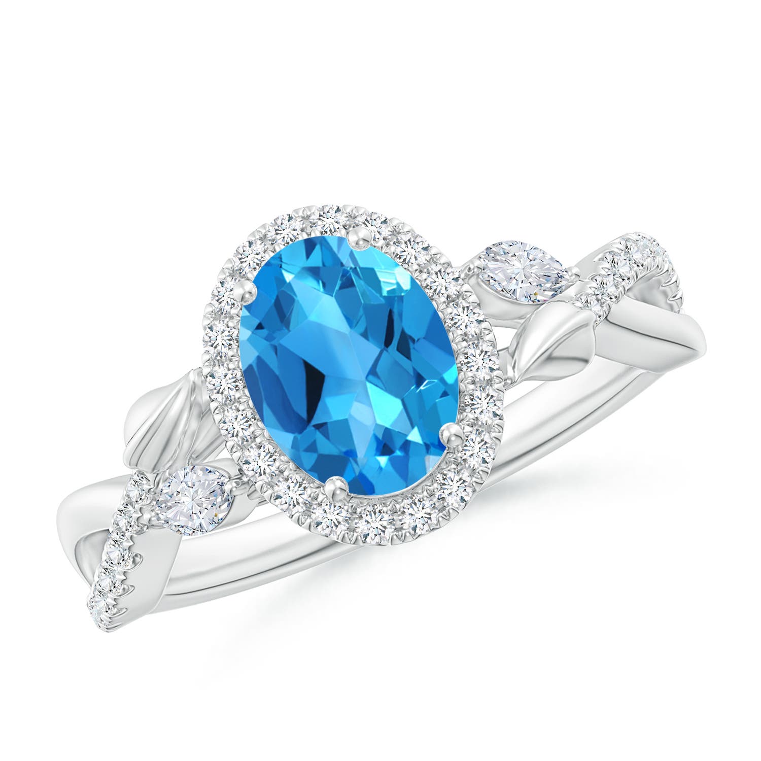 AAAA - Swiss Blue Topaz / 1.92 CT / 14 KT White Gold