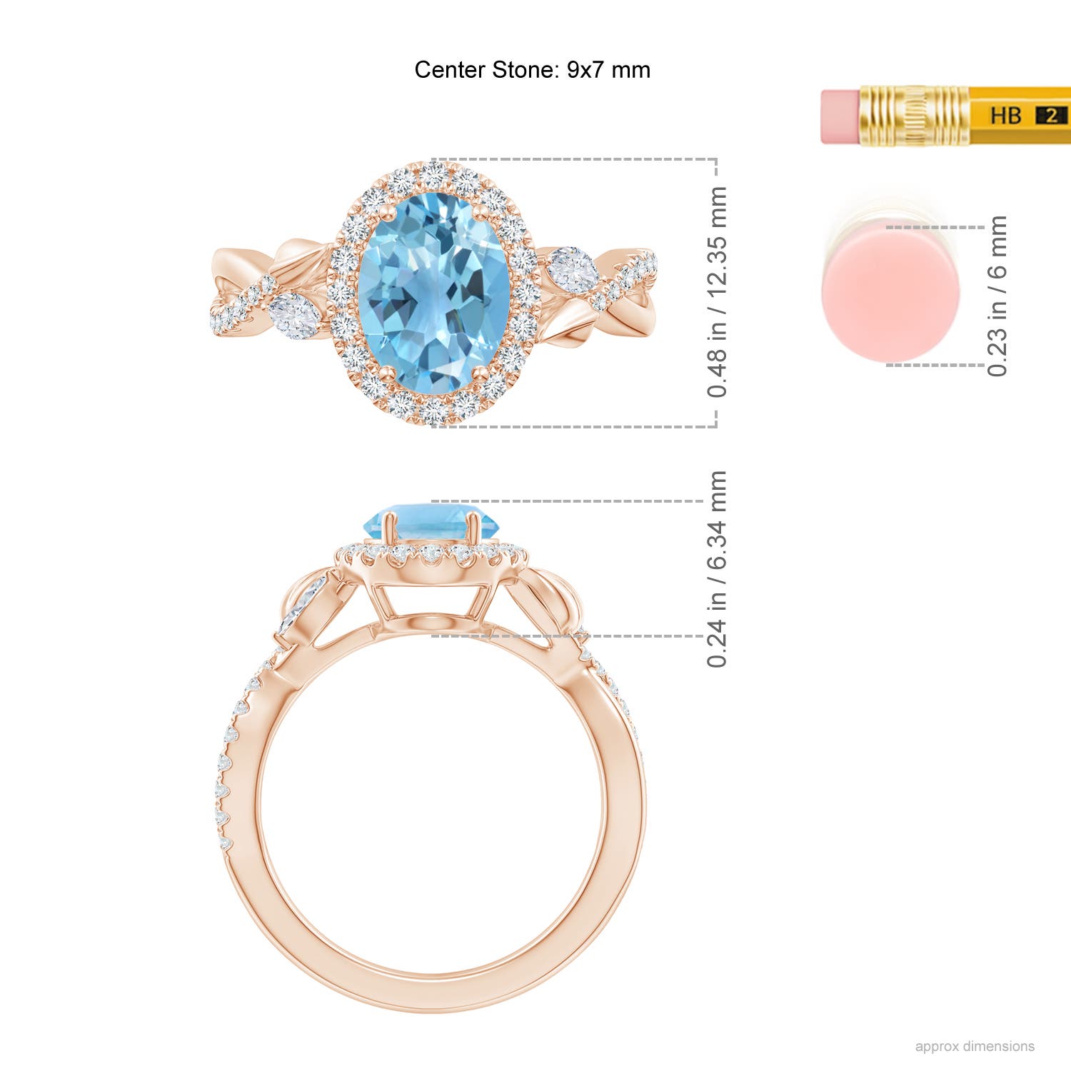 A - Swiss Blue Topaz / 2.71 CT / 14 KT Rose Gold