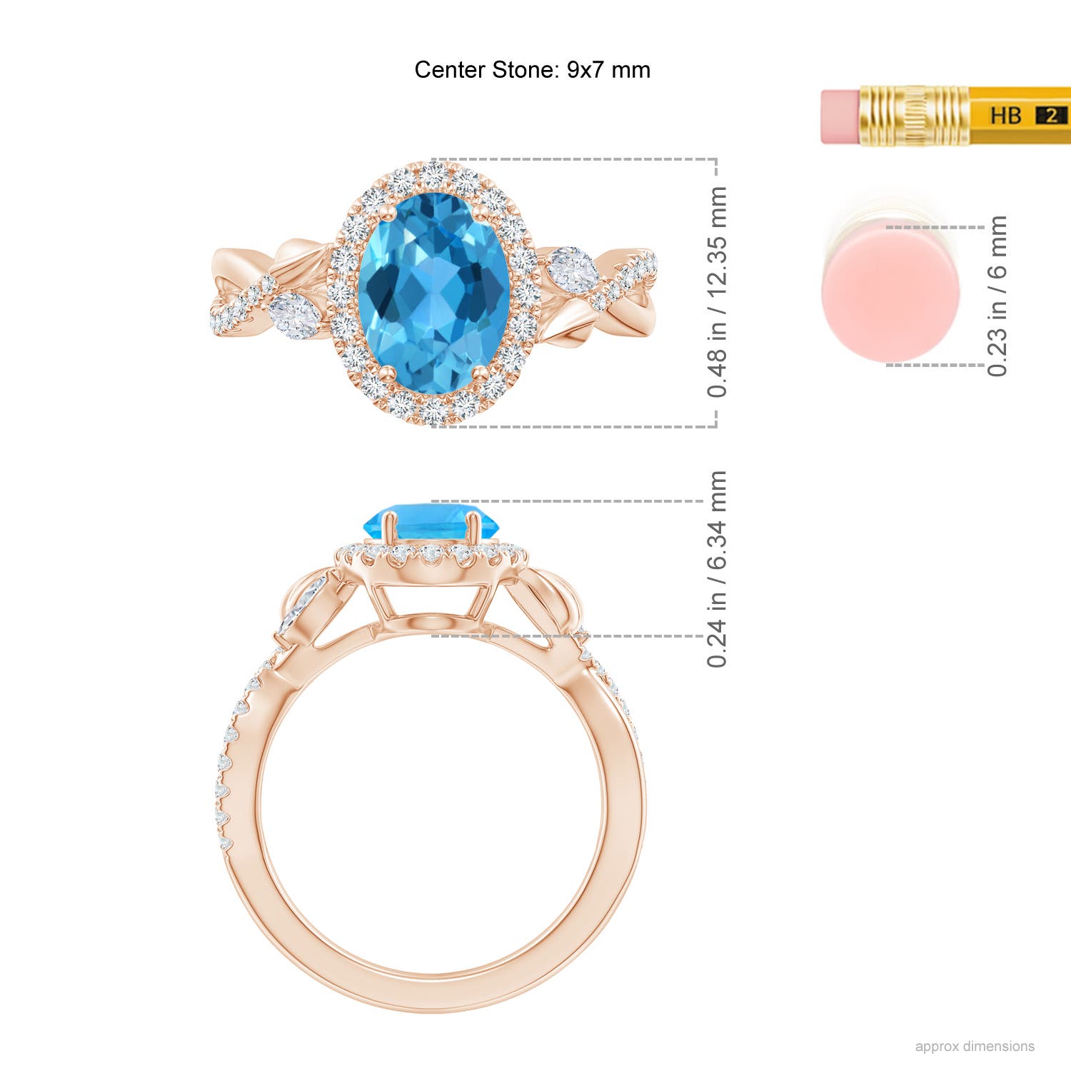 AAA - Swiss Blue Topaz / 2.71 CT / 14 KT Rose Gold