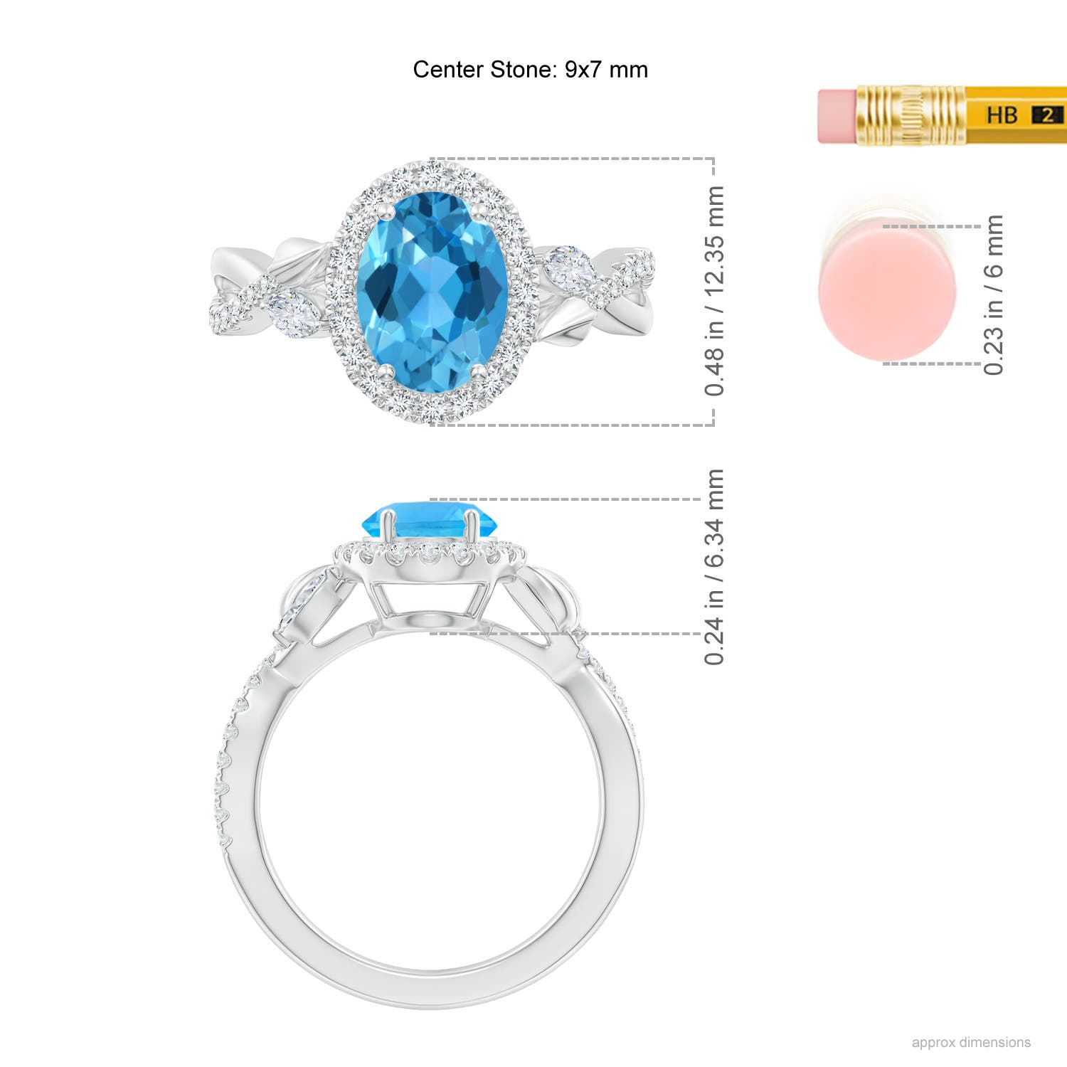 AAA - Swiss Blue Topaz / 2.71 CT / 14 KT White Gold