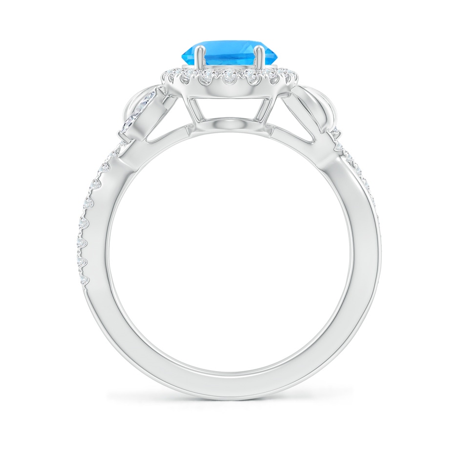 9x7mm AAAA Oval Swiss Blue Topaz Twisted Vine Ring with Diamond Halo in White Gold side-1