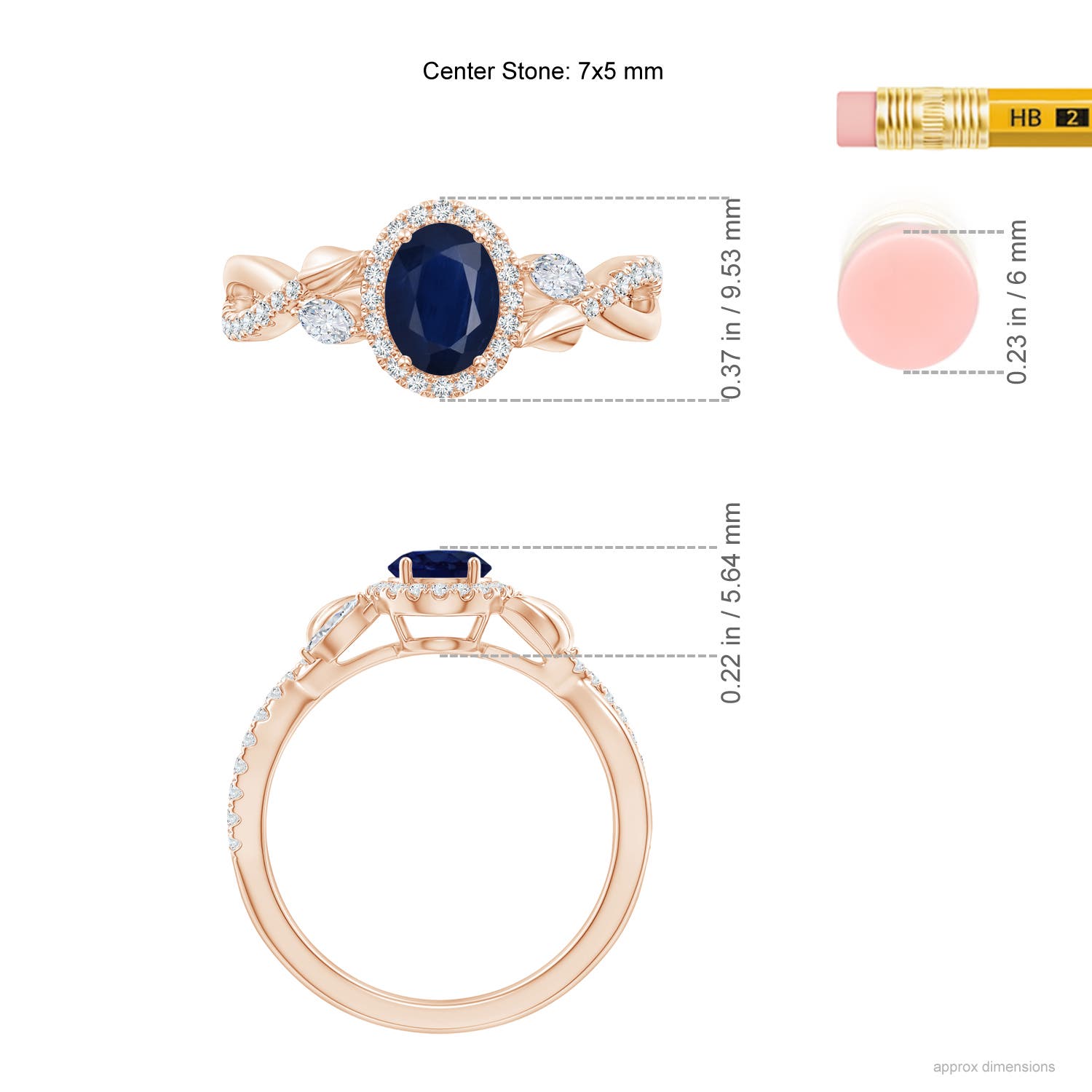 A - Blue Sapphire / 1.25 CT / 14 KT Rose Gold