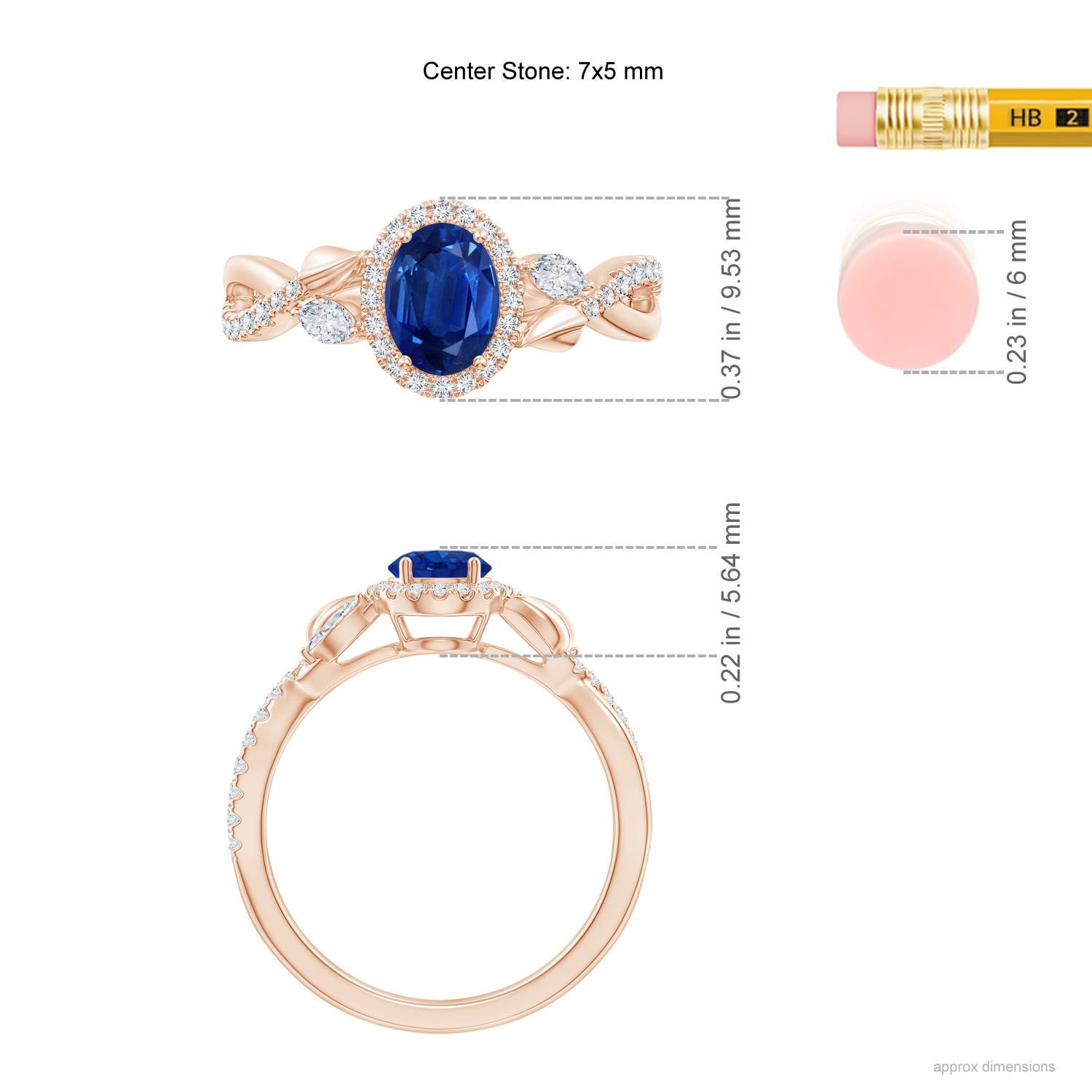 AAA - Blue Sapphire / 1.25 CT / 14 KT Rose Gold