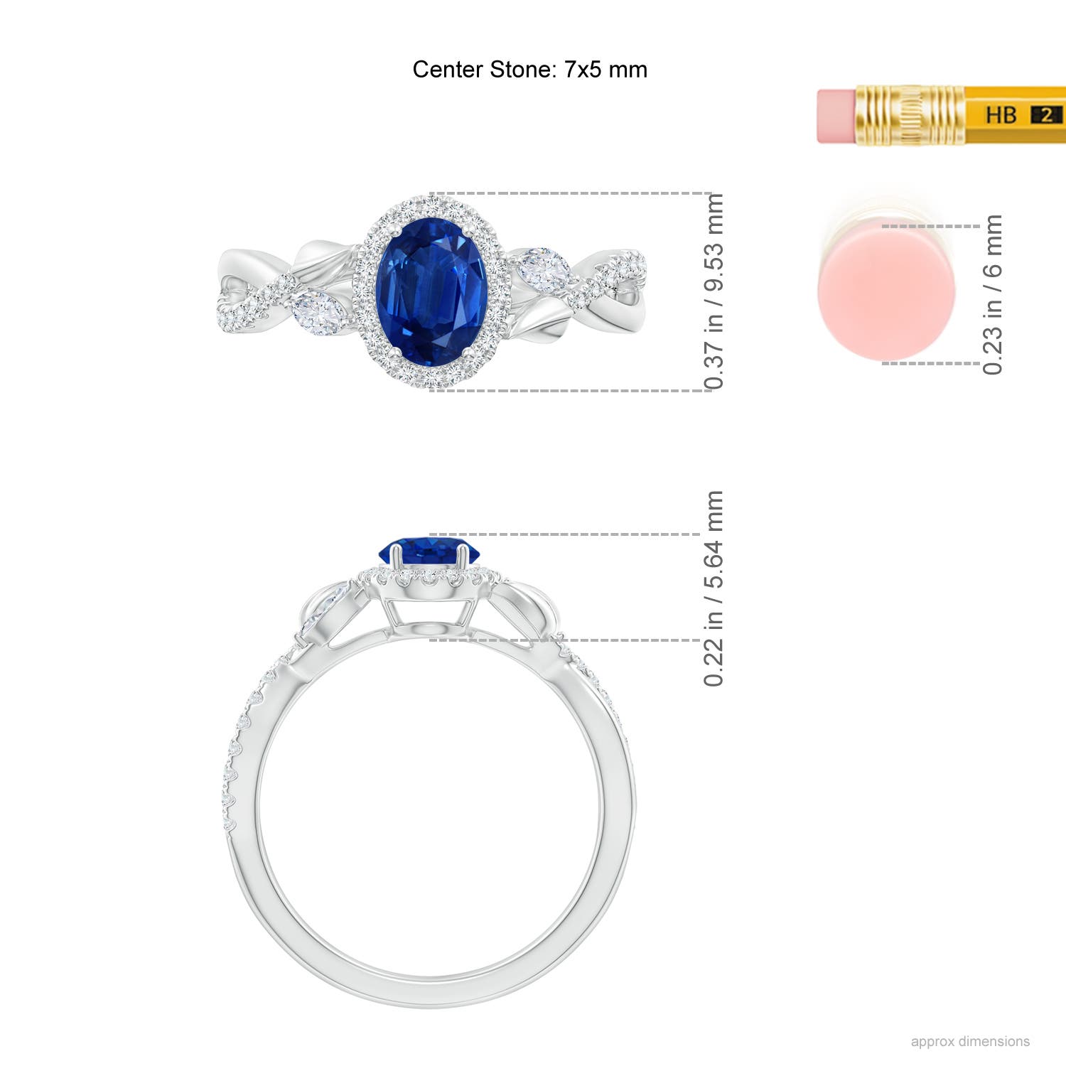 AAA - Blue Sapphire / 1.25 CT / 14 KT White Gold