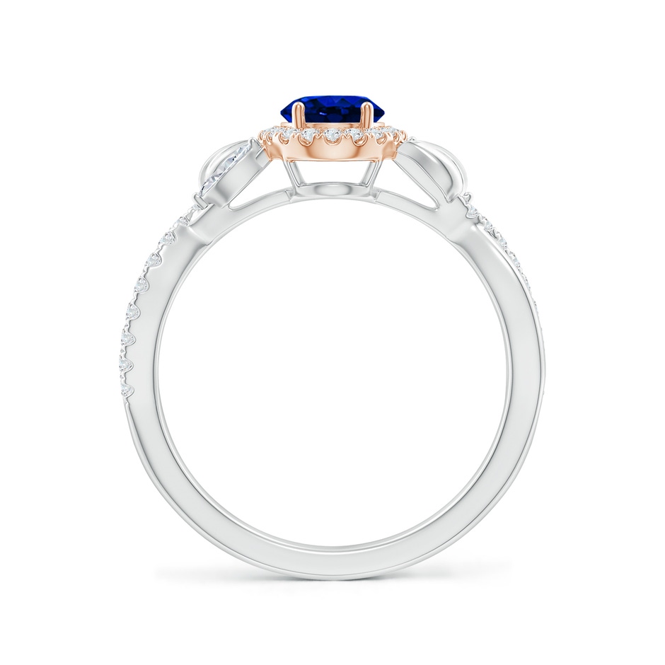 7x5mm Lab-Grown Oval Sapphire Twisted Vine Ring with Diamond Halo in White Gold Rose Gold side-1