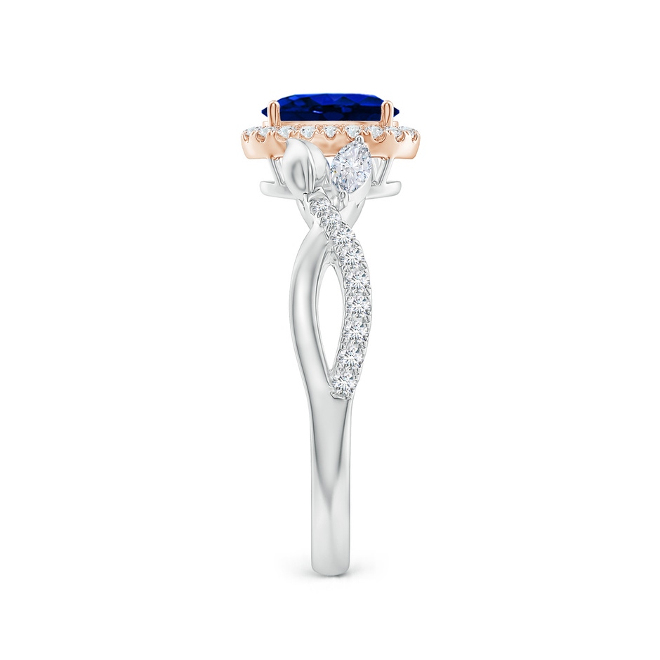 7x5mm Lab-Grown Oval Sapphire Twisted Vine Ring with Diamond Halo in White Gold Rose Gold side-2