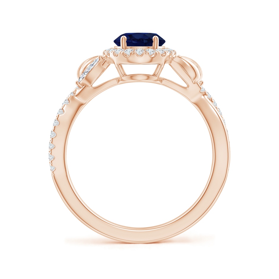 8x6mm A Oval Sapphire Twisted Vine Ring with Diamond Halo in Rose Gold side-1