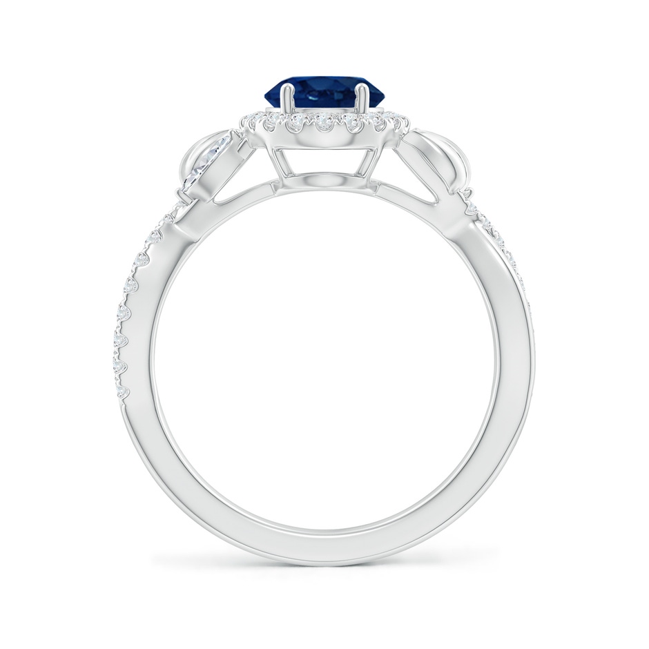 8x6mm AA Oval Sapphire Twisted Vine Ring with Diamond Halo in White Gold side-1