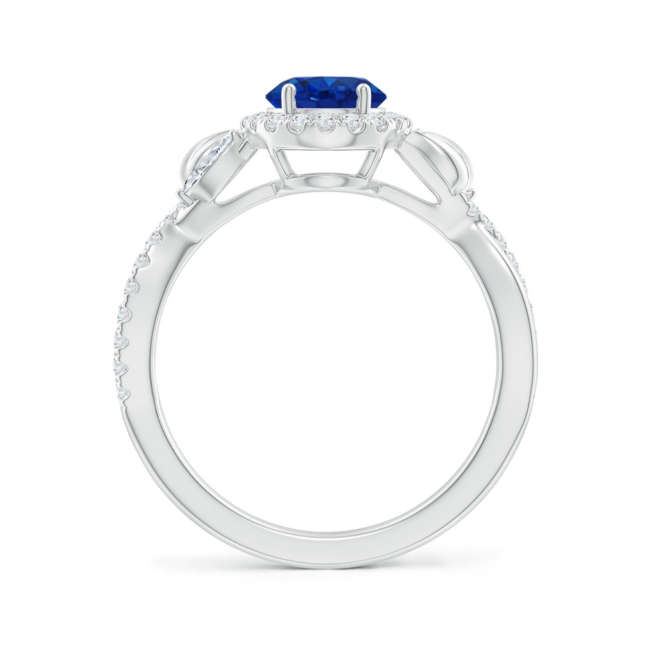 8x6mm AAA Oval Sapphire Twisted Vine Ring with Diamond Halo in White Gold side-1