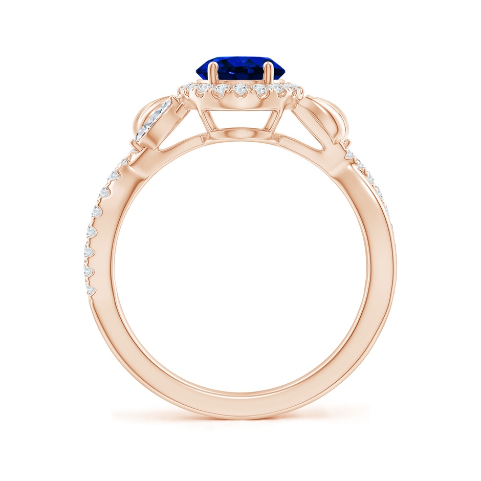 8x6mm Lab-Grown Oval Sapphire Twisted Vine Ring with Diamond Halo in Rose Gold side-1