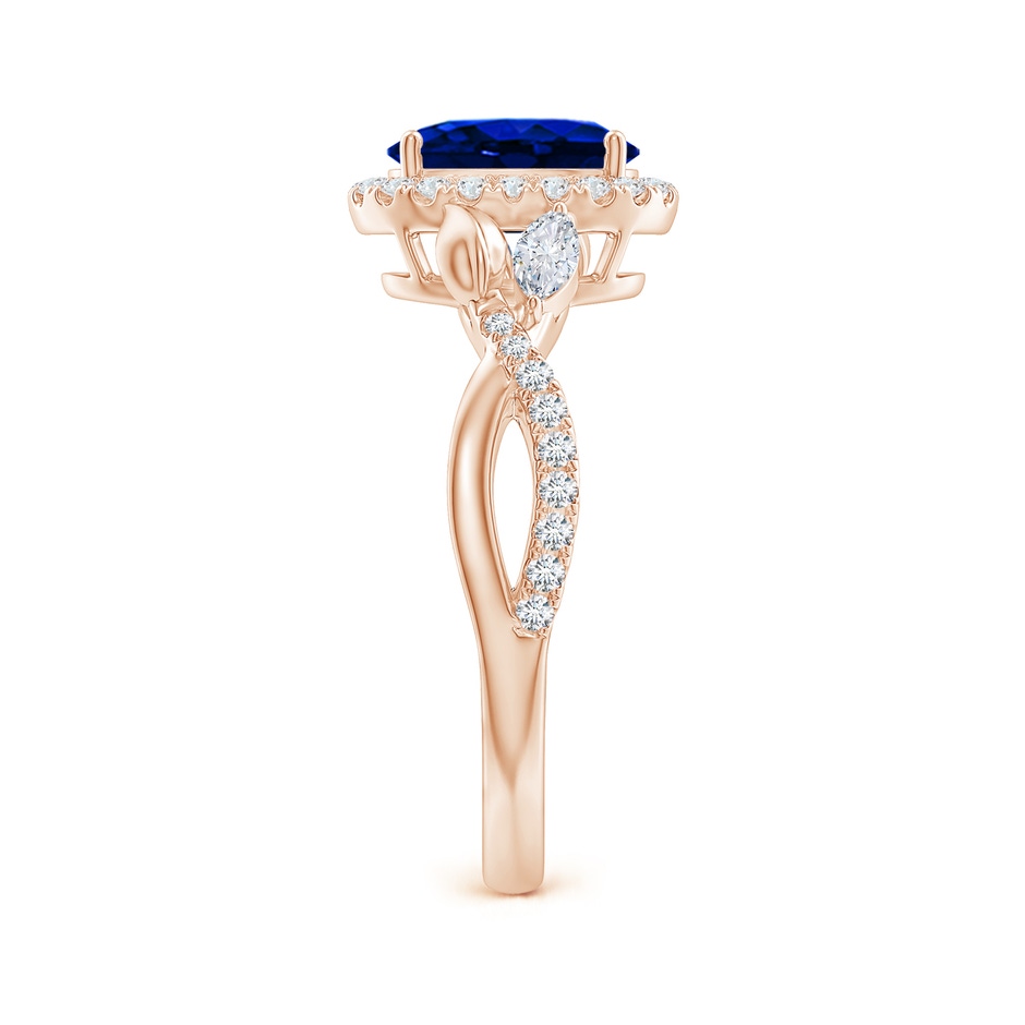 8x6mm Lab-Grown Oval Sapphire Twisted Vine Ring with Diamond Halo in Rose Gold side-2