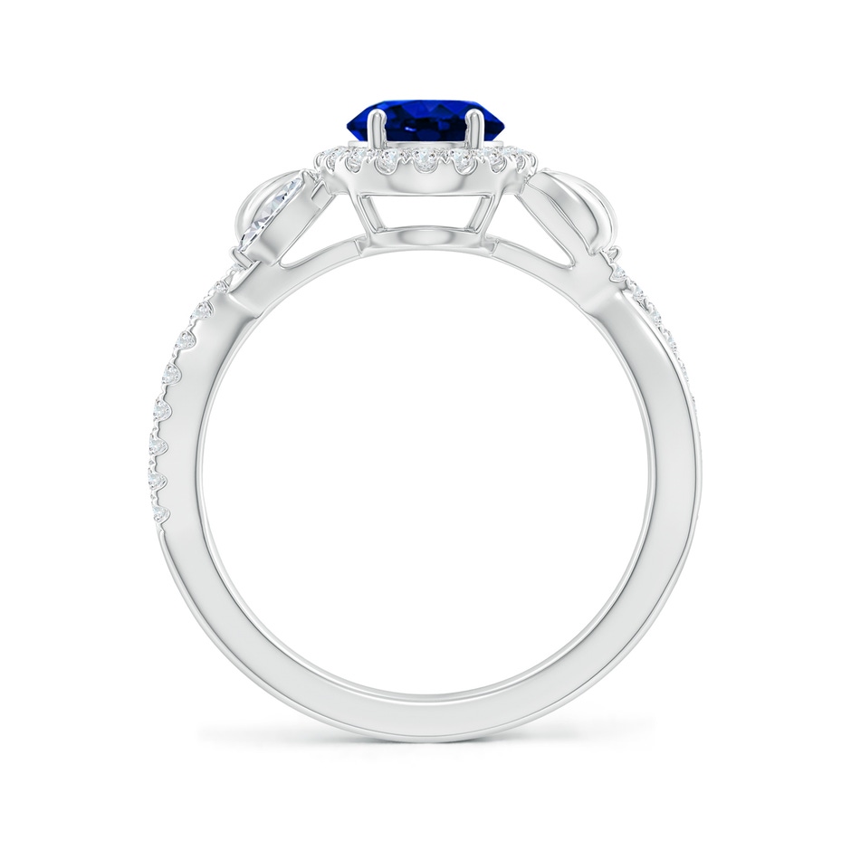 8x6mm Lab-Grown Oval Sapphire Twisted Vine Ring with Diamond Halo in White Gold side-1