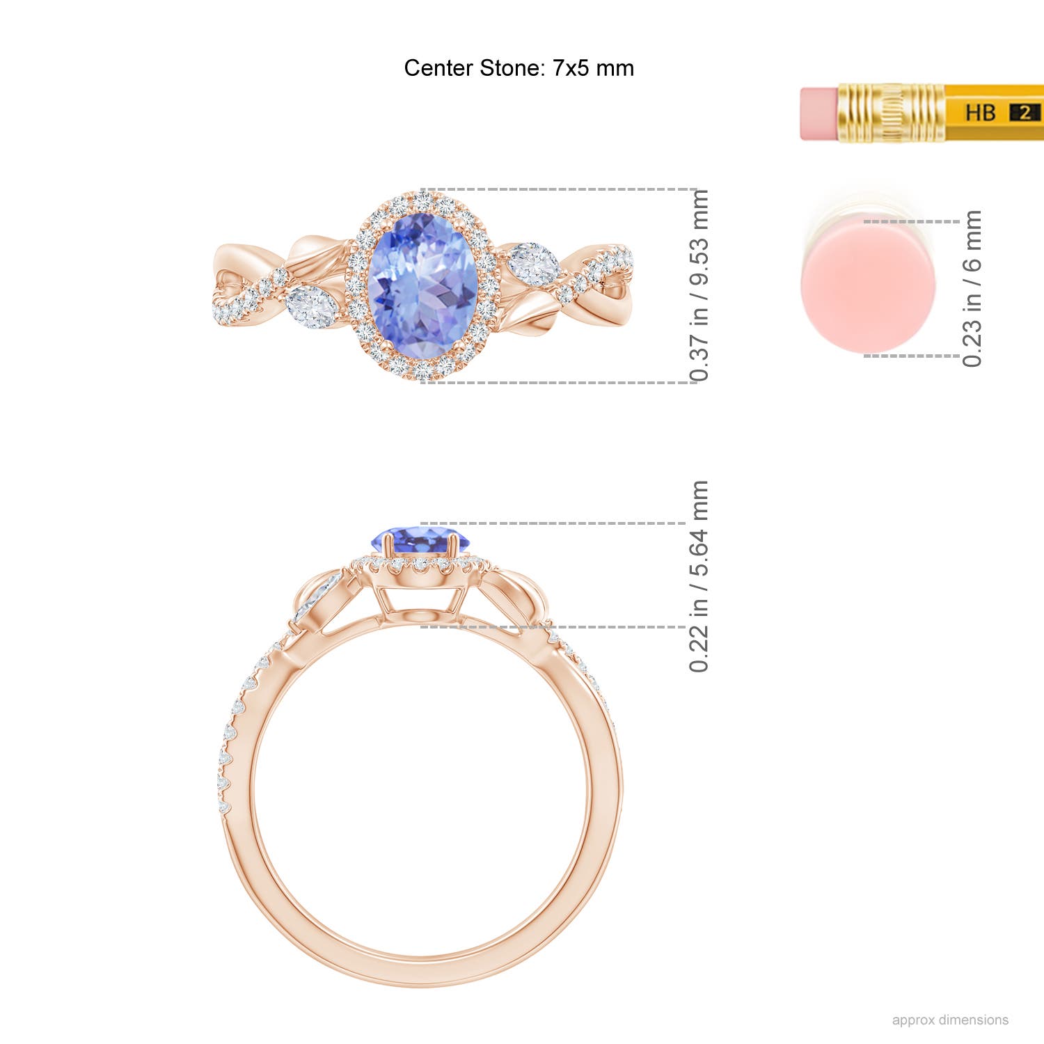 A - Tanzanite / 1.32 CT / 14 KT Rose Gold